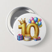 Gouden 10e verjaardag ronde button 7,6 cm (Voorkant /achterkant)