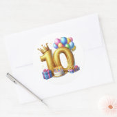 Gouden 10e verjaardag ronde sticker (Envelop)