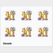 Gouden 10e verjaardag ronde sticker (Vel)