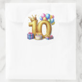 Gouden 10e verjaardag ronde sticker (Tas)