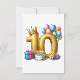 Gouden 10e verjaardag RSVP kaartje