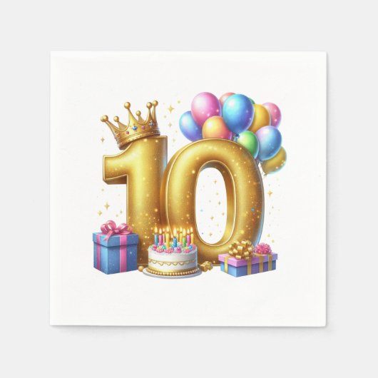 Gouden 10e verjaardag servet (Voorkant)