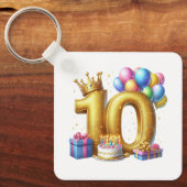 Gouden 10e verjaardag sleutelhanger (Voorkant)