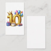 Gouden 10e verjaardag visitekaartje (Voorkant / Achterkant)