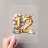 Gouden 12e verjaardag acryl uitnodigingen (Insitu (Draagbaar))