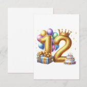 Gouden 12e verjaardag informatiekaartje (Voorkant / Achterkant)