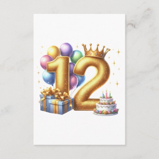 Gouden 12e verjaardag informatiekaartje (Voorkant)