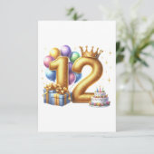 Gouden 12e verjaardag informatiekaartje (Staand voorkant)
