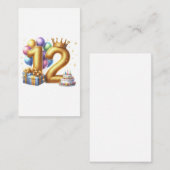 Gouden 12e verjaardag informatiekaartje (Voorkant / Achterkant)