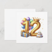 Gouden 12e verjaardag kaart (Voorkant / Achterkant)