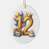 Gouden 12e verjaardag keramisch ornament (Rechts)