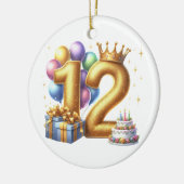 Gouden 12e verjaardag keramisch ornament (Links)