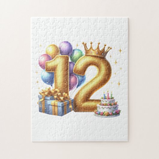 Gouden 12e verjaardag legpuzzel (Verticaal)