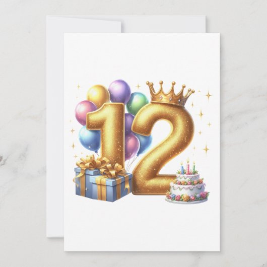 Gouden 12e verjaardag notitiekaartje (Voorkant)