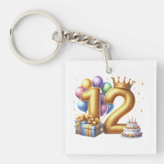 Gouden 12e verjaardag sleutelhanger (voorkant)