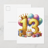 Gouden 13e verjaardag aankondigingskaart (Voorkant / Achterkant)