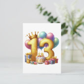 Gouden 13e verjaardag aankondigingskaart (Staand voorkant)