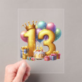 Gouden 13e verjaardag acryl uitnodigingen (Insitu (Draagbaar))