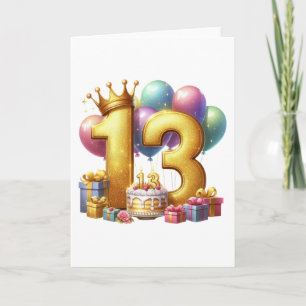 Gouden 13e verjaardag bedankkaart