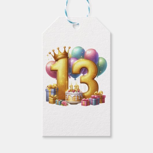 Gouden 13e verjaardag cadeaulabel (Voorkant)