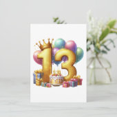 Gouden 13e verjaardag kaart (Staand voorkant)