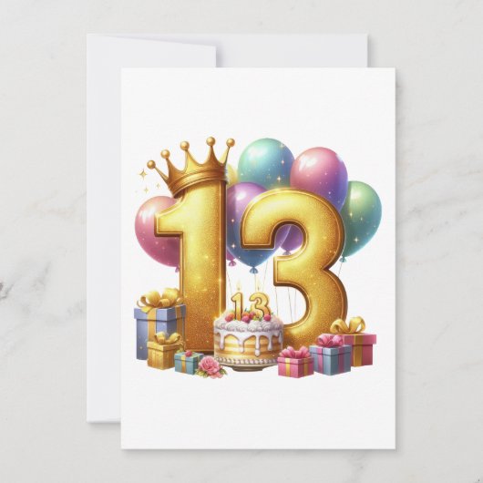 Gouden 13e verjaardag kaart (Voorkant)