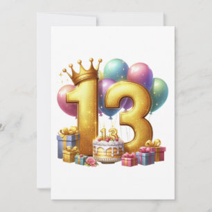 Gouden 13e verjaardag kaart