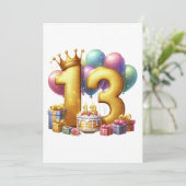 Gouden 13e verjaardag kaart (Staand voorkant)