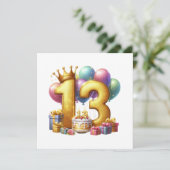 Gouden 13e verjaardag kaart (Staand voorkant)