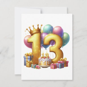 Gouden 13e verjaardag kaart