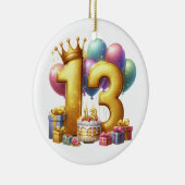 Gouden 13e verjaardag keramisch ornament (Rechts)