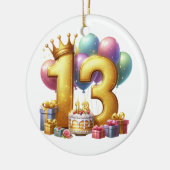 Gouden 13e verjaardag keramisch ornament (Links)