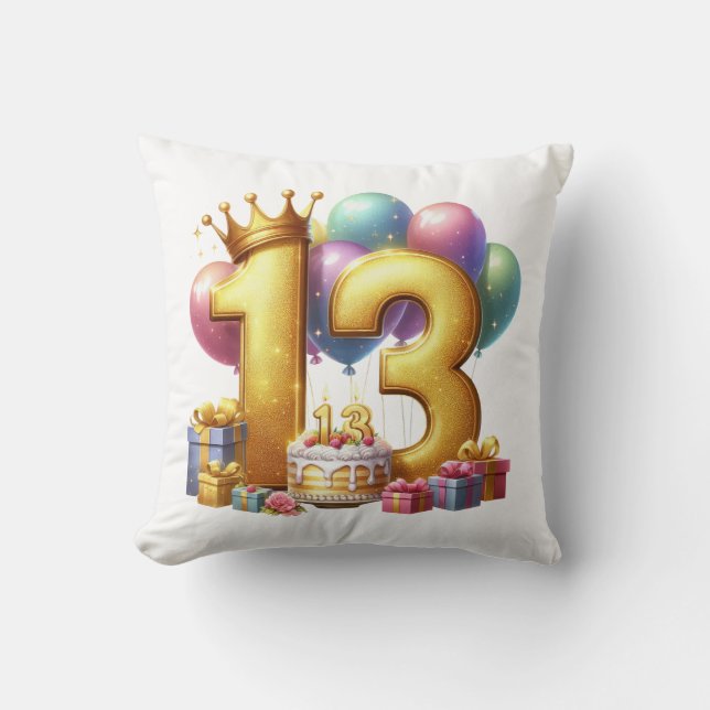 Gouden 13e verjaardag kussen (Voorkant)