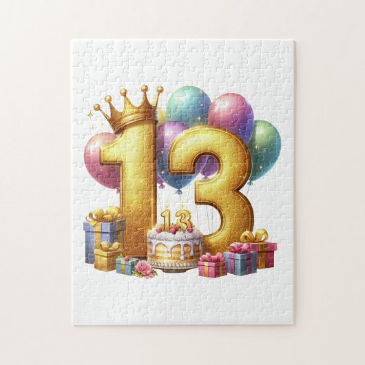 Gouden 13e verjaardag legpuzzel (Verticaal)
