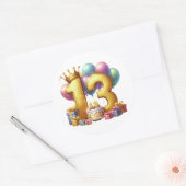 Gouden 13e verjaardag ronde sticker (Envelop)