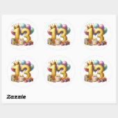 Gouden 13e verjaardag ronde sticker (Vel)
