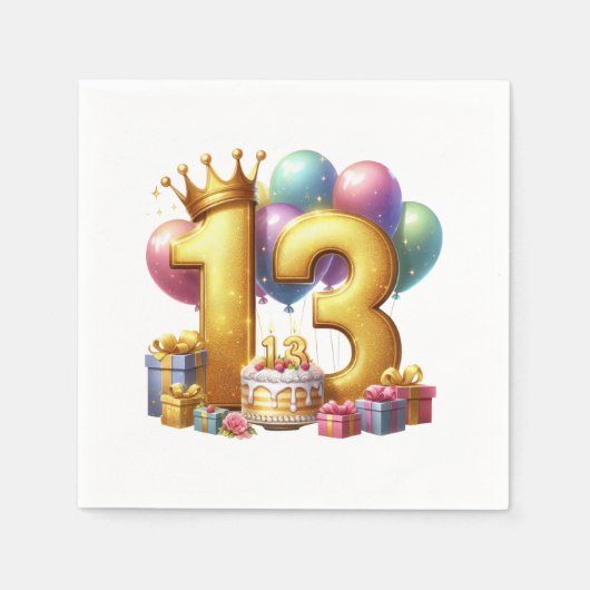 Gouden 13e verjaardag servet (Voorkant)