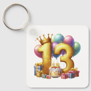 Gouden 13e verjaardag sleutelhanger