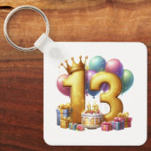 Gouden 13e verjaardag sleutelhanger (Voorkant)