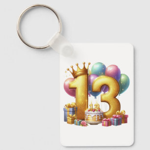 Gouden 13e verjaardag sleutelhanger