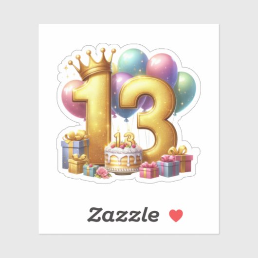 Gouden 13e verjaardag sticker (Vel)