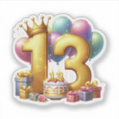 Gouden 13e verjaardag sticker (Voorkant)