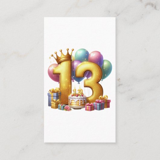 Gouden 13e verjaardag visitekaartje (Voorkant)