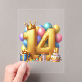 Gouden 14e verjaardag acryl uitnodigingen (Insitu (Draagbaar))