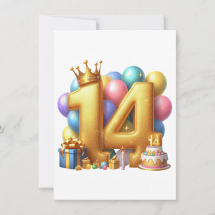 Gouden 14e verjaardag bedankkaart
