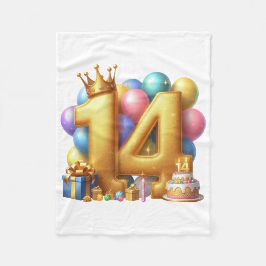 Gouden 14e verjaardag fleece deken (Voorkant)