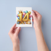 Gouden 14e verjaardag flyer (Hand)