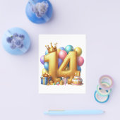 Gouden 14e verjaardag flyer (Enkel)
