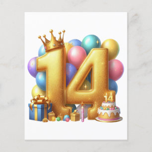 Gouden 14e verjaardag flyer