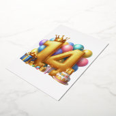 Gouden 14e verjaardag folie uitnodiging (Gedraaid)